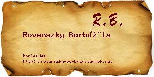 Rovenszky Borbála névjegykártya